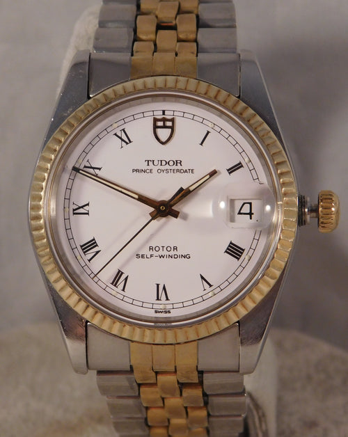 Dim Gray Rolex Tudor Prince Oysterdate 18k Solid Gold Bezel Circa 1989 Mens Watch....34mm