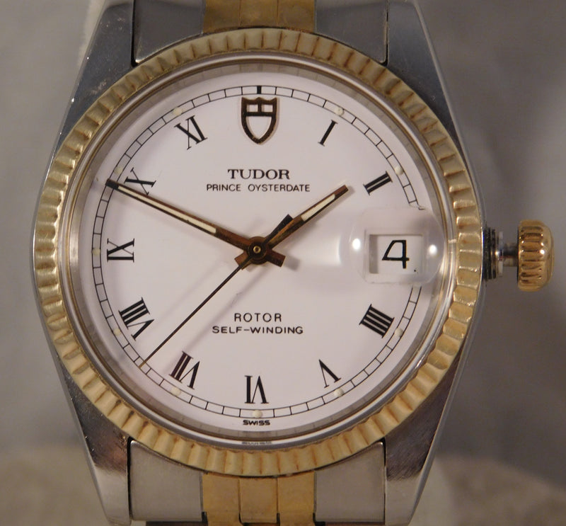 Dim Gray Rolex Tudor Prince Oysterdate 18k Solid Gold Bezel Circa 1989 Mens Watch....34mm