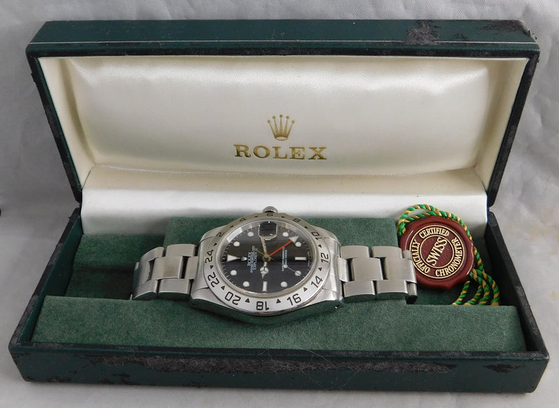 Dark Gray Rolex Explorer II  Black Dial GMT Date 16570 Stainless Steel Mens Watch....40mm