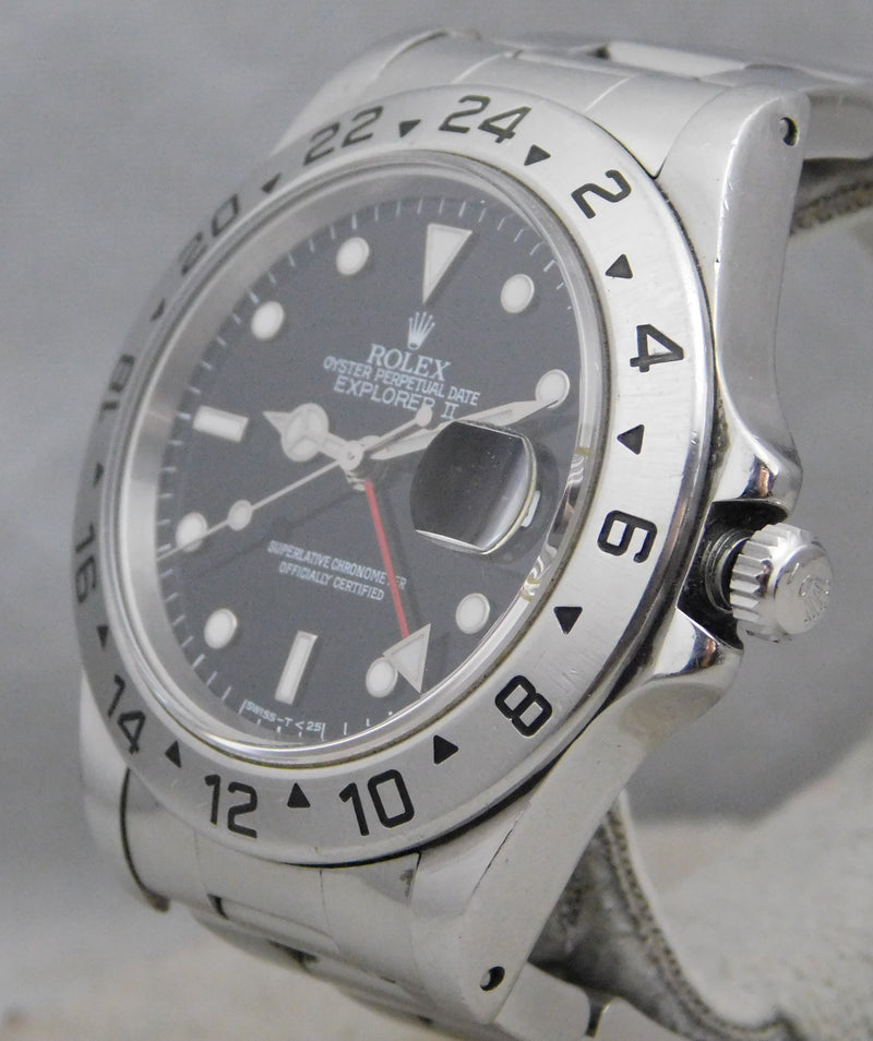 Light Slate Gray Rolex Explorer II  Black Dial GMT Date 16570 Stainless Steel Mens Watch....40mm