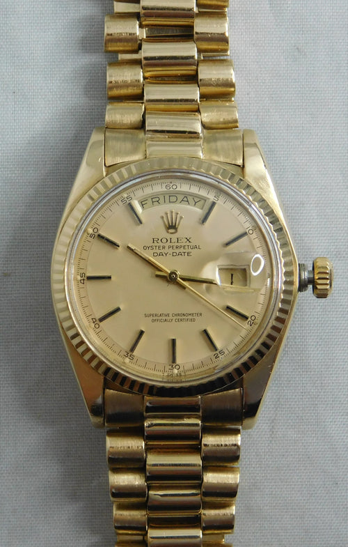 Rosy Brown Rolex President Day-Date 18k Solid Gold Ref 1803 Vintage 1973 Mens Watch....36mm