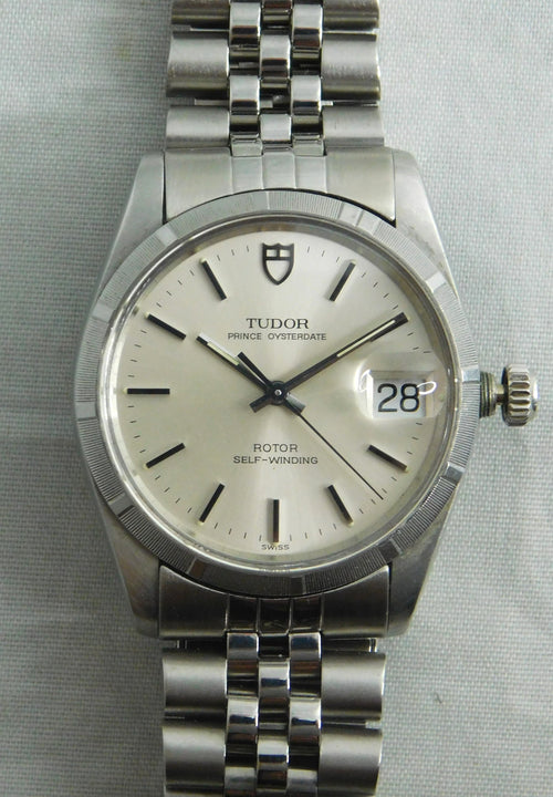 Dark Gray Rolex Tudor Prince Oysterdate 74000 Automatic SS Vintage 1988 Mens Watch....34mm