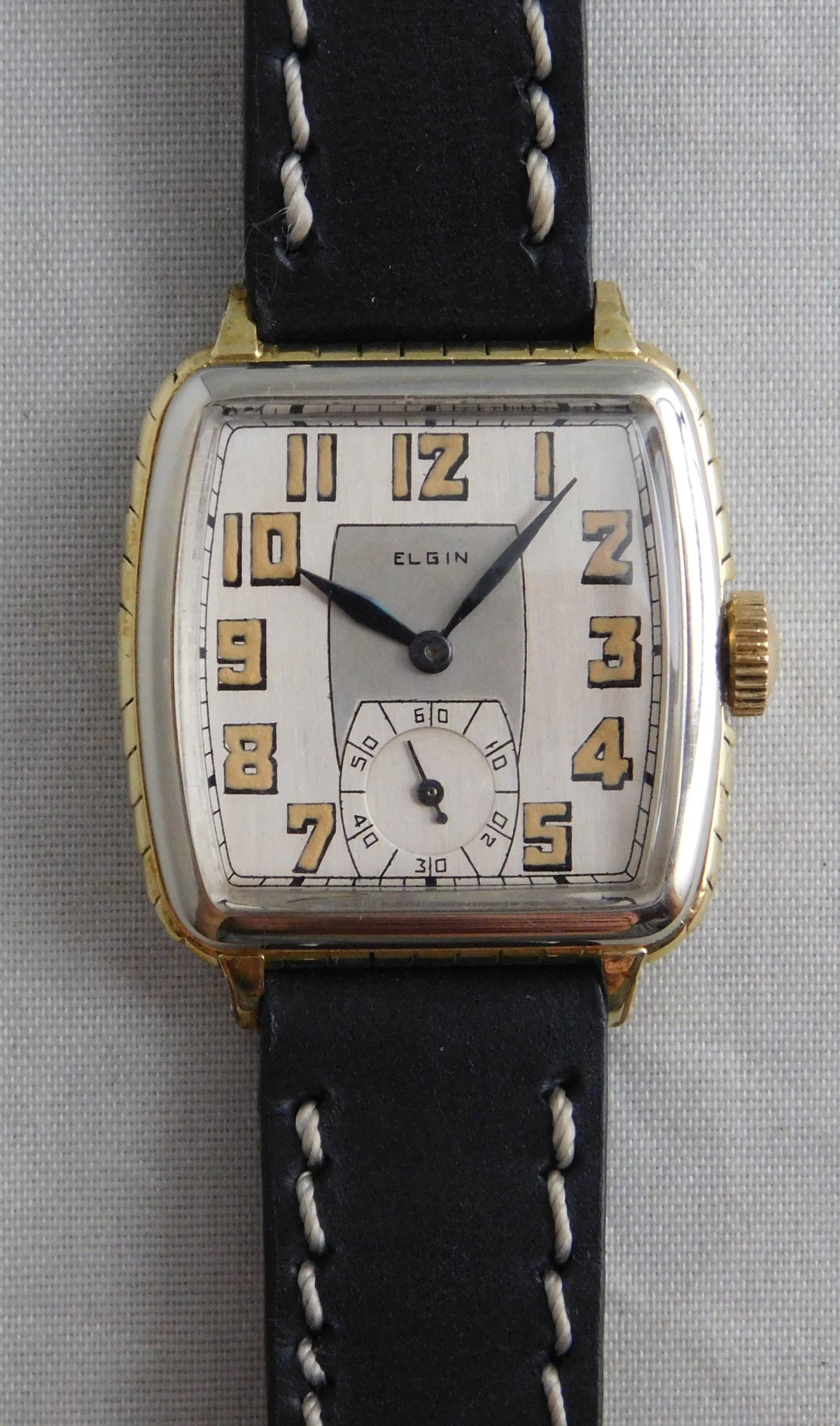 Light Slate Gray Elgin Classic Restored 15 Jewel 14K Gold Filled Two Tone Mens Watch....30mm