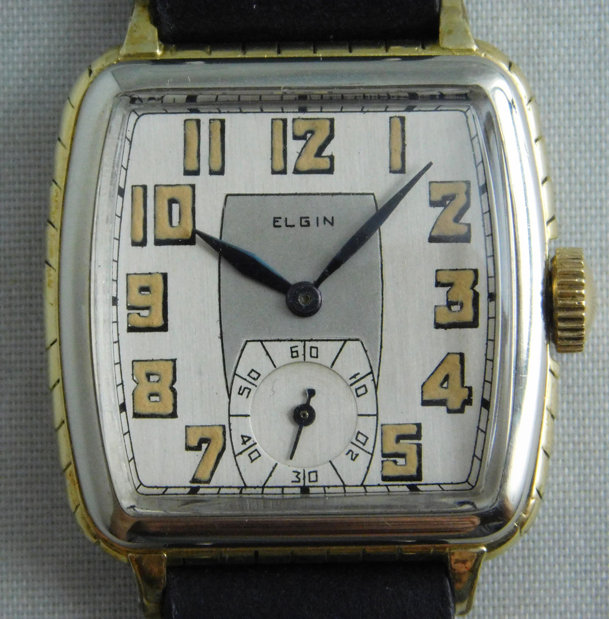 Light Slate Gray Elgin Classic Restored 15 Jewel 14K Gold Filled Two Tone Mens Watch....30mm