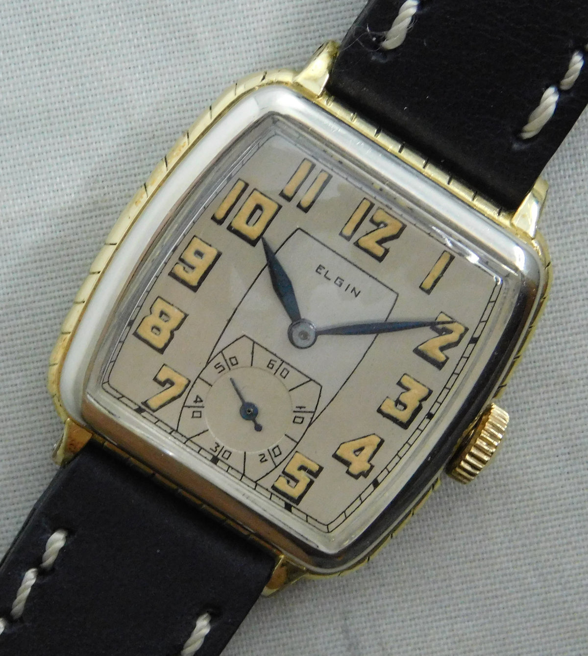 Light Slate Gray Elgin Classic Restored 15 Jewel 14K Gold Filled Two Tone Mens Watch....30mm