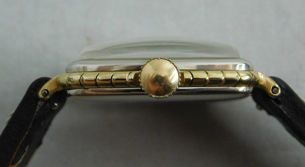 Dark Slate Gray Elgin Classic Restored 15 Jewel 14K Gold Filled Two Tone Mens Watch....30mm
