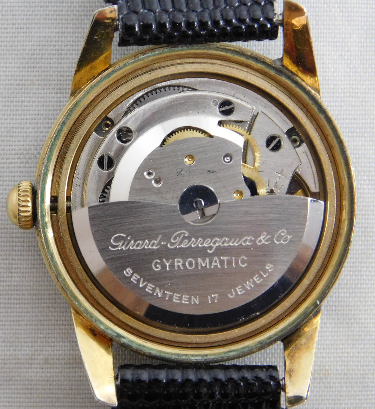 Dark Gray Girard Perregaux Gyromatic Swiss 17 Jewel Automatic Movement Mens Watch   34mm
