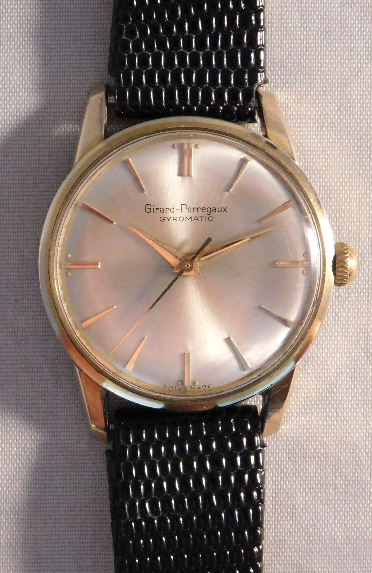 Rosy Brown Girard Perregaux Gyromatic Swiss 17 Jewel Automatic Movement Mens Watch....34mm