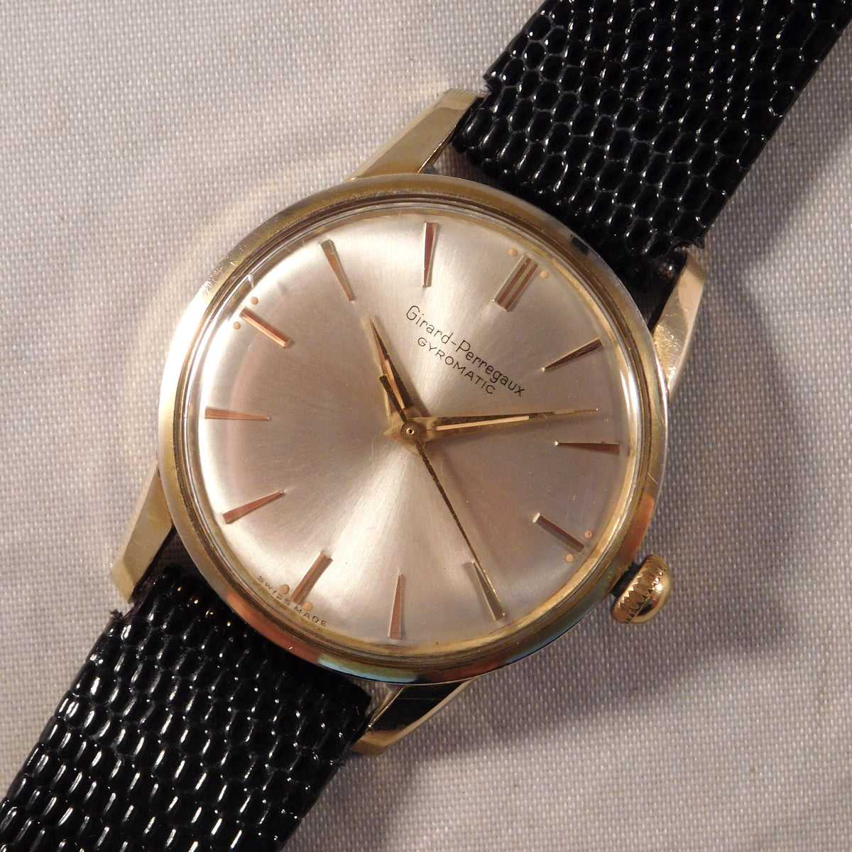 Gray Girard Perregaux Gyromatic Swiss 17 Jewel Automatic Movement Mens Watch   34mm