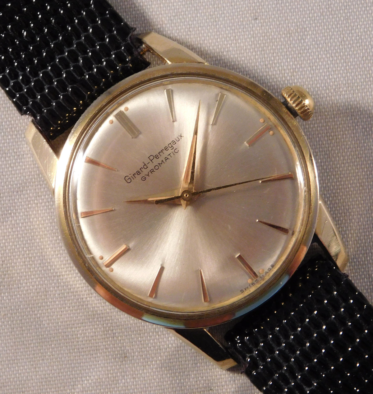 Dark Gray Girard Perregaux Gyromatic Swiss 17 Jewel Automatic Movement Mens Watch   34mm