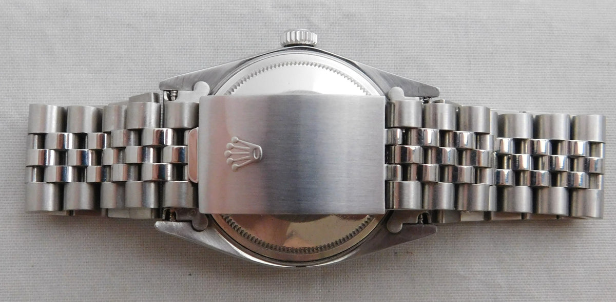 Dark Gray Rolex Datejust 1601 SS 18k Solid White Gold Bezel Vintage 1969 Mens Watch....36mm