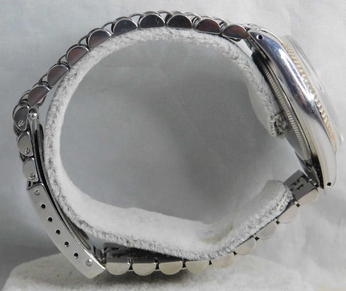 Light Slate Gray Rolex Datejust 1601 SS 18k Solid White Gold Bezel Vintage 1969 Mens Watch....36mm