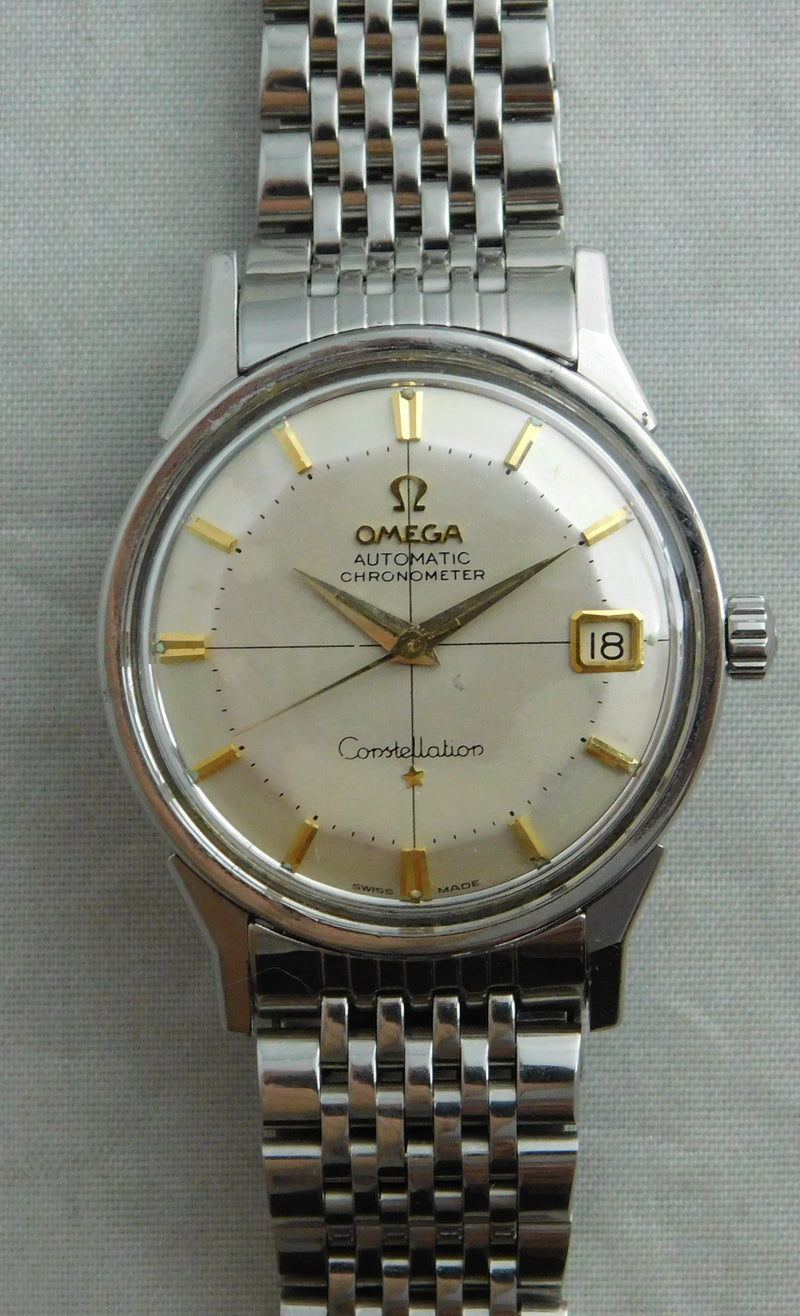 Light Slate Gray Omega Constellation Pie Pan Date SS Vintage 1962 Ref. 168.005 Mens Watch....34mm
