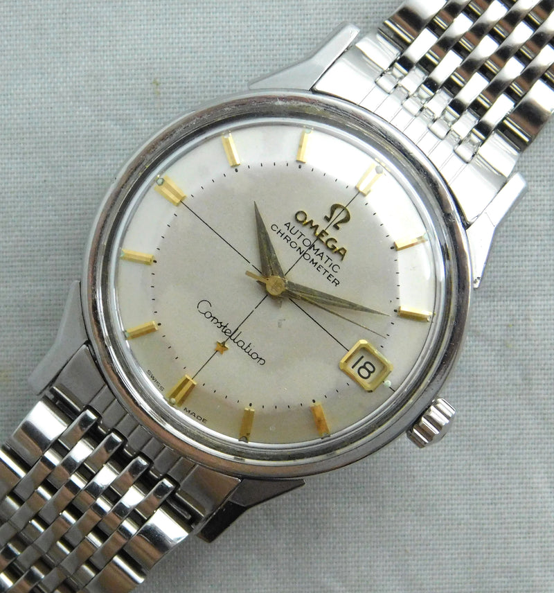 Dark Gray Omega Constellation Pie Pan Date SS Vintage 1962 Ref. 168.005 Mens Watch....34mm