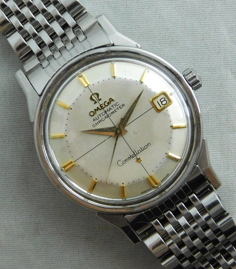 Light Slate Gray Omega Constellation Pie Pan Date SS Vintage 1962 Ref. 168.005 Mens Watch....34mm