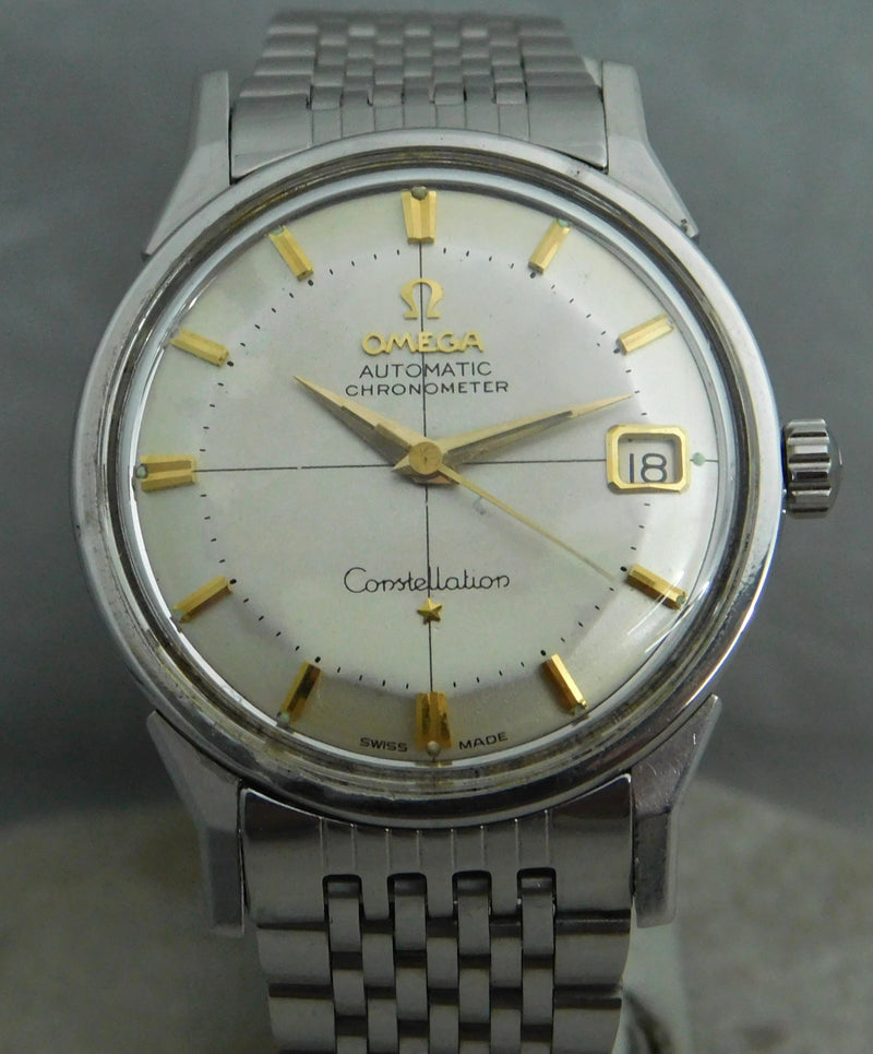 Dim Gray Omega Constellation Pie Pan Date SS Vintage 1962 Ref. 168.005 Mens Watch....34mm