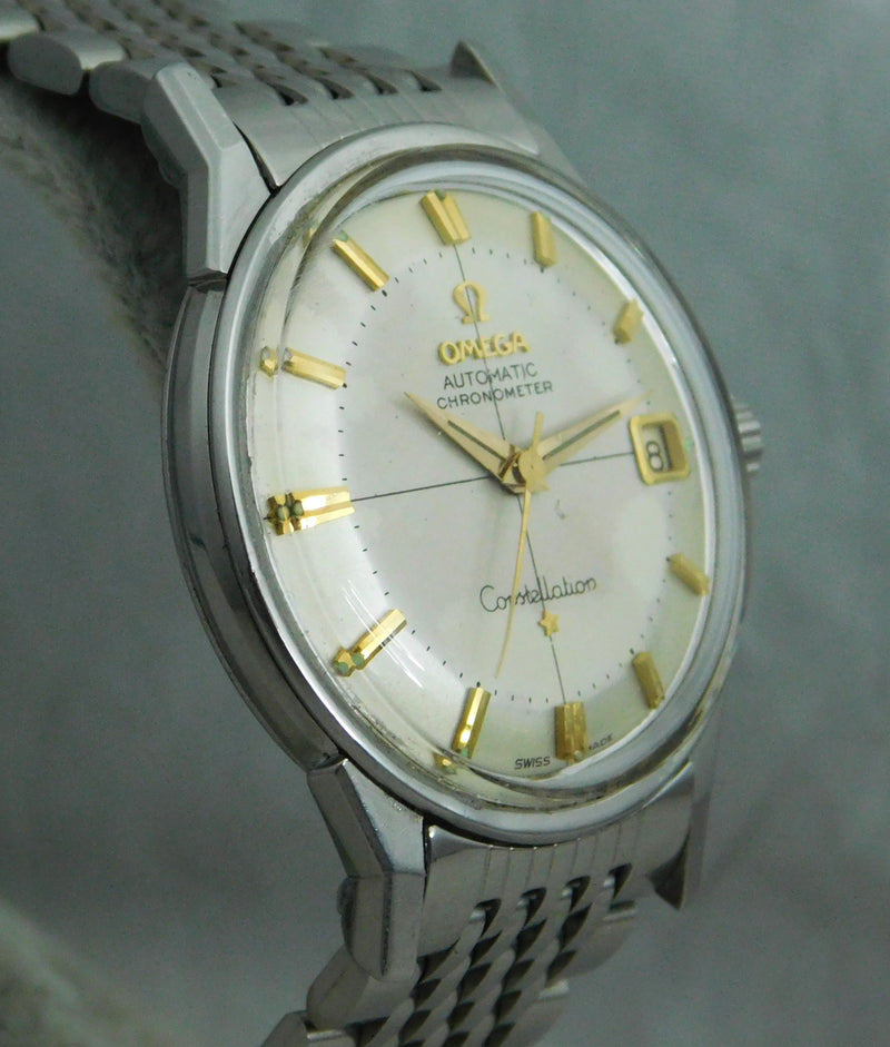 Dim Gray Omega Constellation Pie Pan Date SS Vintage 1962 Ref. 168.005 Mens Watch....34mm