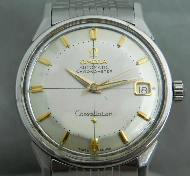 Dim Gray Omega Constellation Pie Pan Date SS Vintage 1962 Ref. 168.005 Mens Watch....34mm