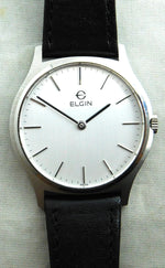 Light Gray Elgin Two Hand Dress Watch SS 7mm Thick Case Swiss Manual Wind Mens Watch....34mm
