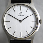 Gray Elgin Two Hand Dress Watch SS 7mm Thick Case Swiss Manual Wind Mens Watch....34mm