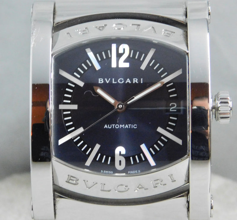 Gray Bvlgari Assioma AA44S Automatic Blue/Gray Dial Stainless Steel Mens Watch....34mm