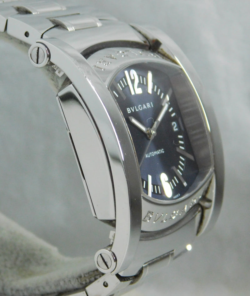 Dark Gray Bvlgari Assioma AA44S Automatic Blue/Gray Dial Stainless Steel Mens Watch....34mm