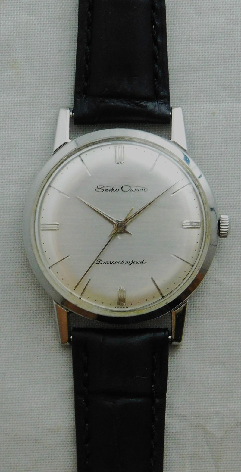 Light Slate Gray Seiko Crown Diashock Seikosha Calibre 560 Manual Wind 21 Jewel Mens Watch....35mm