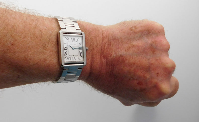 Cartier Tank Solo Large Ref. 3169 Stainless Steel Silver Roman Dial Quartz Mens Watch....27mm