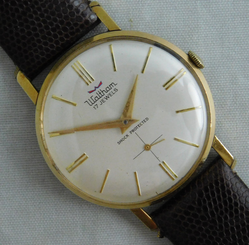 Light Slate Gray Waltham Classic 17 Jewel Swiss Manual Wind GP Vintage 1960's Men’s Watch....33mm
