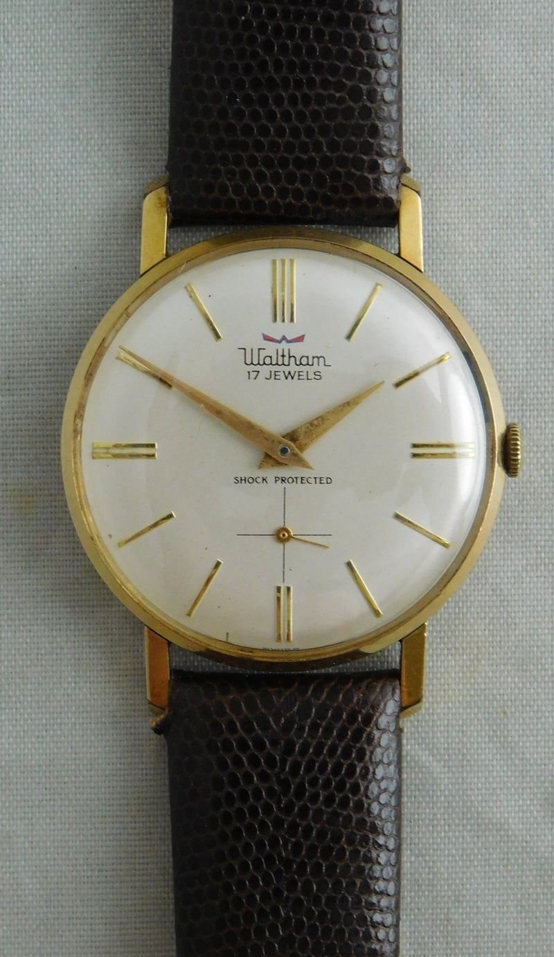 Light Slate Gray Waltham Classic 17 Jewel Swiss Manual Wind GP Vintage 1960's Men’s Watch....33mm
