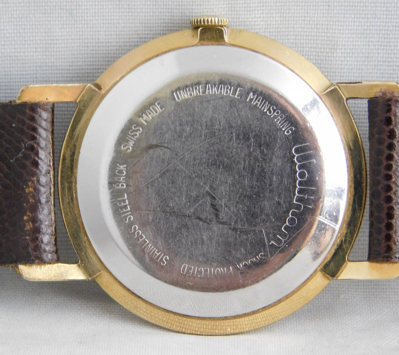 Gray Waltham Classic 17 Jewel Swiss Manual Wind GP Vintage 1960's Men’s Watch....33mm