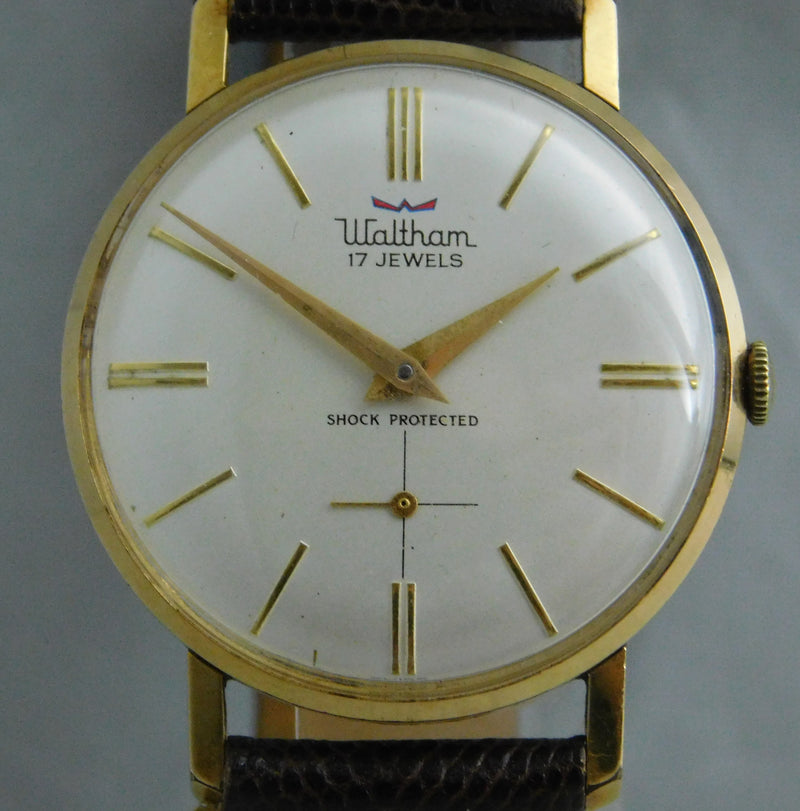 Slate Gray Waltham Classic 17 Jewel Swiss Manual Wind GP Vintage 1960's Men’s Watch....33mm