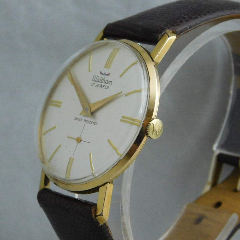Slate Gray Waltham Classic 17 Jewel Swiss Manual Wind GP Vintage 1960's Men’s Watch....33mm