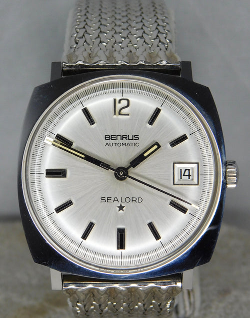 Slate Gray Benrus Sea Lord Automatic SS With  Original Box and Tag NOS Mens Watch....33mm