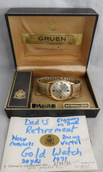 Gray Gruen Precision  17 Jewels Calendar Manual Wind Vintage 1971 Mens Watch....32mm