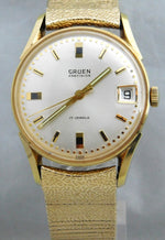 Dark Gray Gruen Precision  17 Jewels Calendar Manual Wind Vintage 1971 Mens Watch....32mm