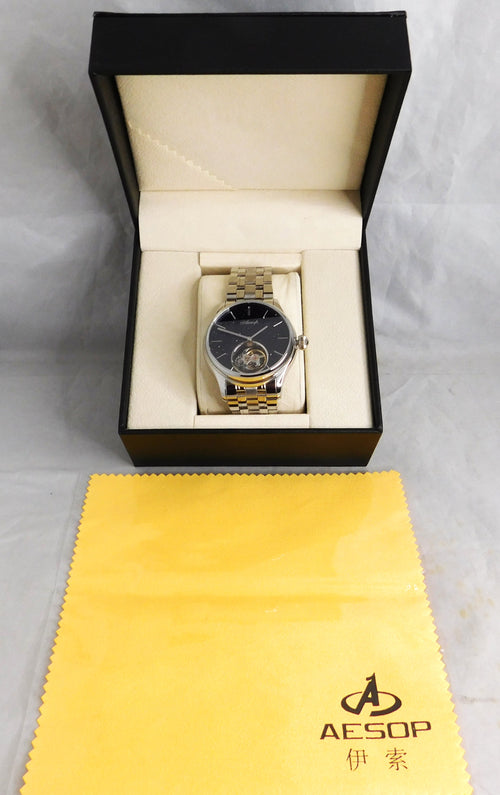 Tan Aesop Flying Tourbillon 7050G Hand Wind Black Starry Sky Dial Mens Watch....42mm
