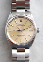 Gray Rolex Oyster Perpetual 1002 SS Vintage 1960's Light Champange Dial Mens Watch....34mm
