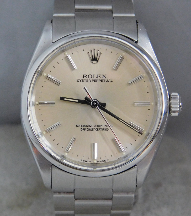 Slate Gray Rolex Oyster Perpetual 1002 SS Vintage 1960's Light Champange Dial Mens Watch....34mm