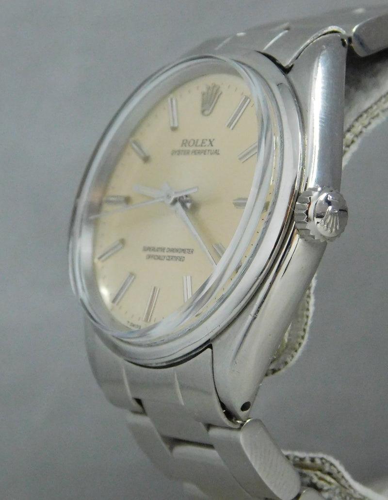 Light Slate Gray Rolex Oyster Perpetual 1002 SS Vintage 1960's Light Champange Dial Mens Watch....34mm