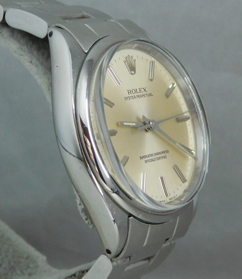 Slate Gray Rolex Oyster Perpetual 1002 SS Vintage 1960's Light Champange Dial Mens Watch....34mm