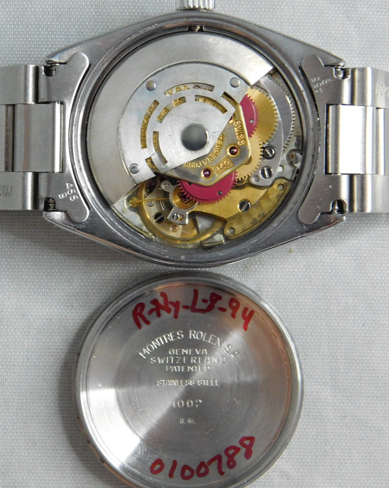 Light Slate Gray Rolex Oyster Perpetual 1002 SS Vintage 1960's Light Champange Dial Mens Watch....34mm