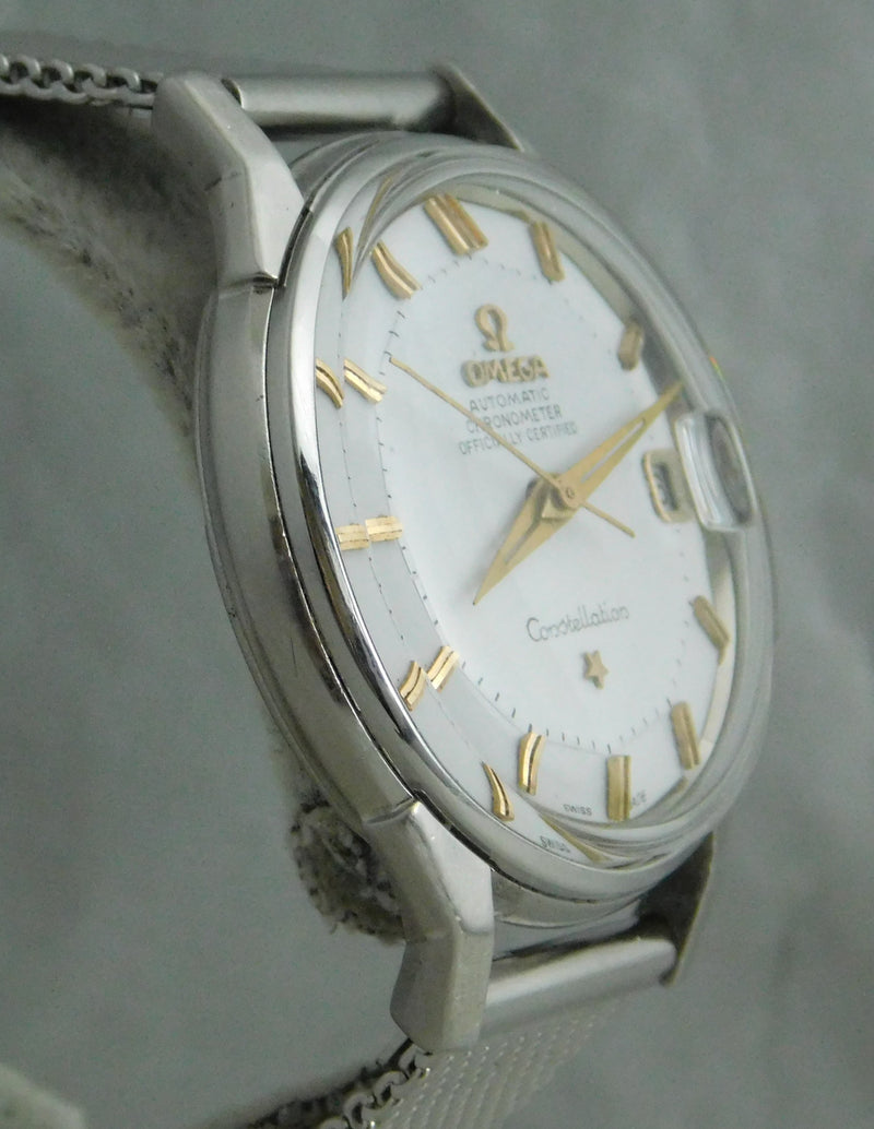 Dim Gray Omega Constellation Pie Pan Chronometer Date SS Vintage 1964 Mens Watch....34mm