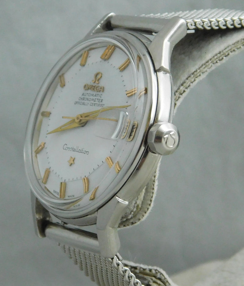 Light Slate Gray Omega Constellation Pie Pan Chronometer Date SS Vintage 1964 Mens Watch....34mm