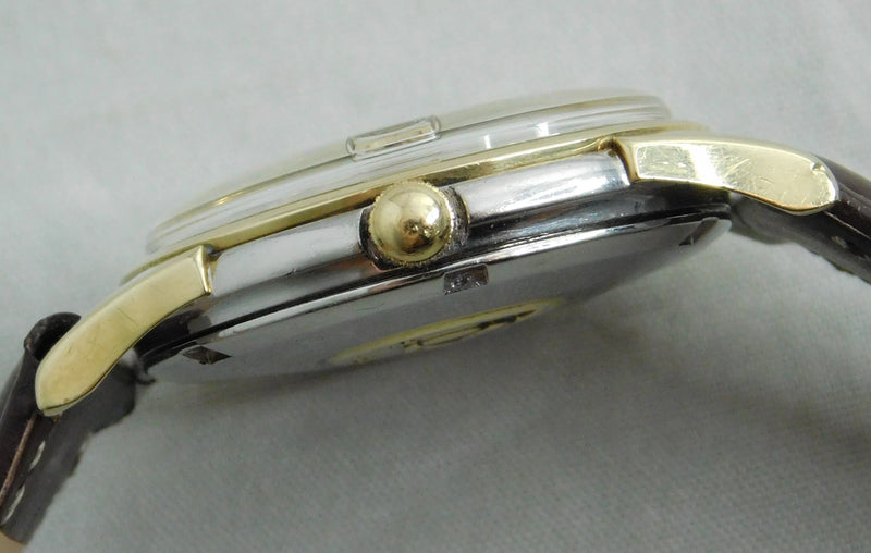 Dim Gray Omega Constellation Pie Pan Chronometer 14k Solid Gold/SS Circa 1959 Mens Watch....34mm