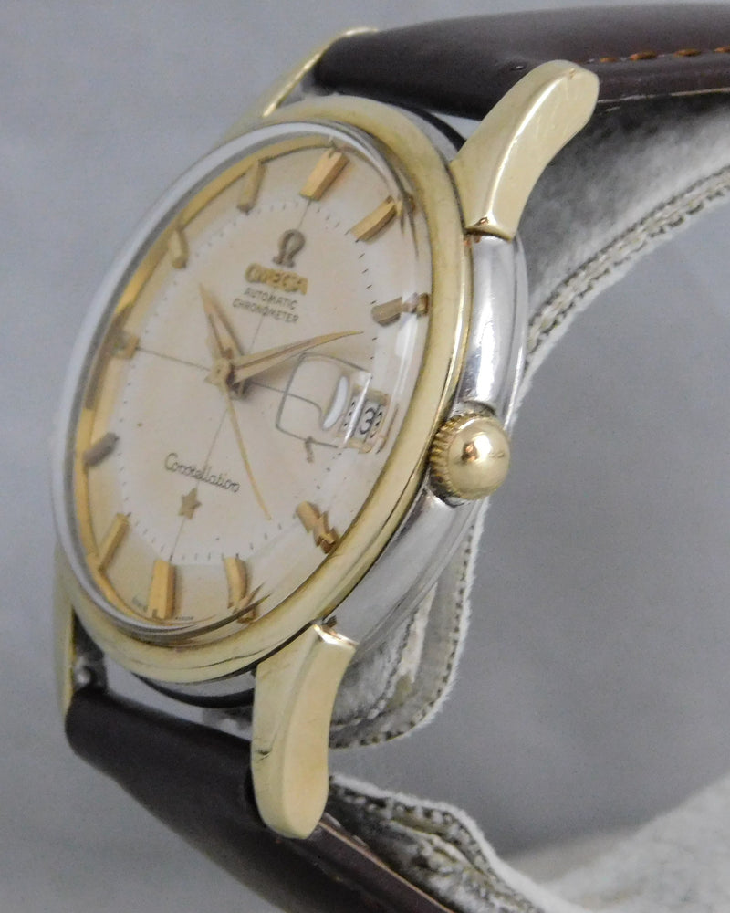 Light Slate Gray Omega Constellation Pie Pan Chronometer 14k Solid Gold/SS Circa 1959 Mens Watch....34mm