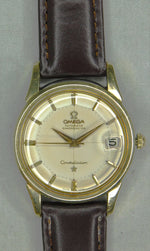 Light Slate Gray Omega Constellation Pie Pan Chronometer 14k Solid Gold/SS Circa 1959 Mens Watch....34mm