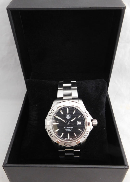 Black Tag Heuer Aquaracer WAP2010 Calibre 5 Automatic Date SS Mens Watch....41mm