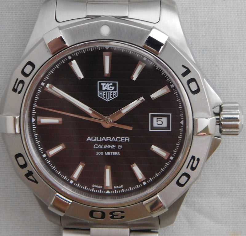 Dark Gray Tag Heuer Aquaracer WAP2010 Calibre 5 Automatic Date SS Mens Watch....41mm