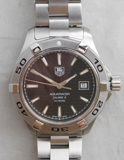 Dark Gray Tag Heuer Aquaracer WAP2010 Calibre 5 Automatic Date SS Mens Watch....41mm